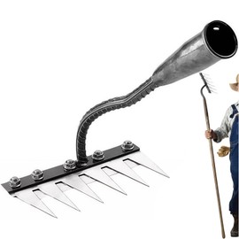 Heavy Duty Rake, Landscaping Rake, Suitable for horticulturists and friends with gardens at home (Silver) Without handle The diameter of the interface is 4 centimeters.