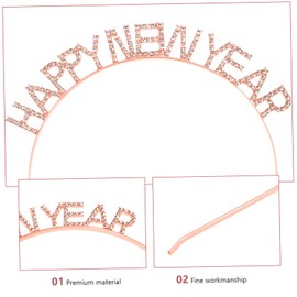 ABOOFAN 5pcs Party Supplies for Adults Headwear for Women Head Boppers Headband Christmas Headband Letter Decor New Years Tiara Happy New Year Hairbands Child Rhinestones Zinc Alloy