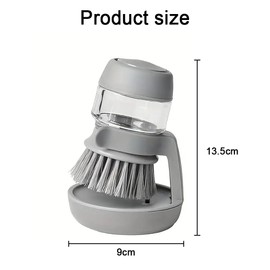 TOMVAES Pot Brush with Soap Dispenser, Soap Dispensing Palm Brush, Kitchen Scrub Brushes Scrubber with Holder for Dish Pot Pan Sink Cleaning,Grey