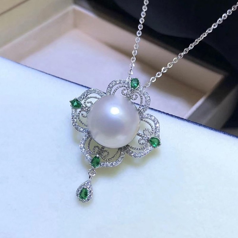CUSIOALQQ Fashion Flower Pearl Silver Necklace for Women Hollow Out