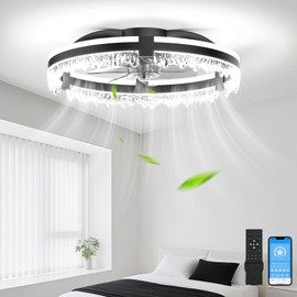 Franjulia Ceiling Fans with Lights and Remote, 20 Inch Low Profile Ceiling Fan with APP Control, 3CCT and 6 Wind Speeds Ultra Quiet for Bedroom, Living Room Modern Flush Mount Ceiling Fan with Lights