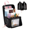 Abiudeng Stand Up Travel Makeup Bag, Small Black Waterproof Cosmetic