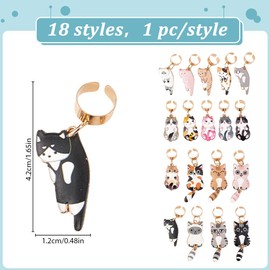 WEBEEDY 18 Styles Cat Stethoscope Charms for Nurse Accessories, Unique Animal Stethoscope ID Name Plate for Nurse Doctor Medical Worker Cute Stethoscope Jewellery Accessories, Alloy Steel