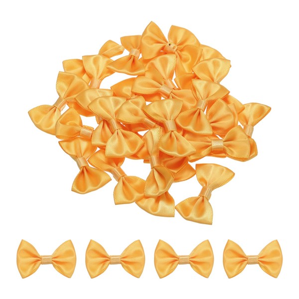 MECCANIXITY 30pcs Orange Bow Ties 1.5"x1" Mini Bowknot for Crafting