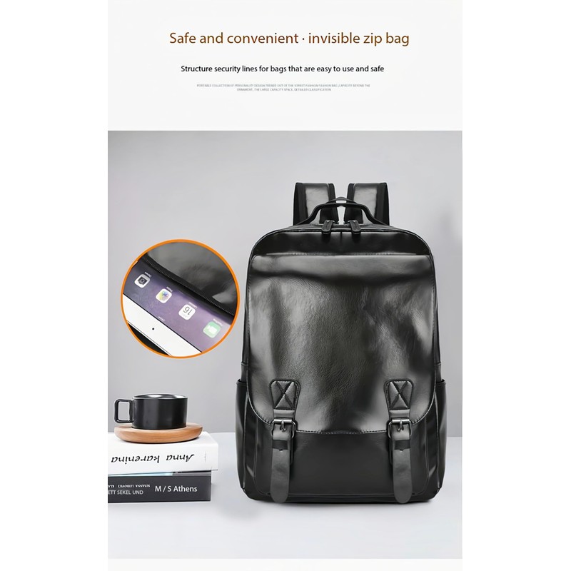 CYLYWJD Unisex PU leather laptop bag work business bag hiking