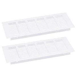 sourcing map Cover Ventilation Openings 2 Pieces 250 x 80 mm - Aluminium Alloy Mesh Air Return Vent Cover Rectangle Slats Ventilation Grille for Shoe Cabinet Wardrobe (White)