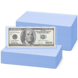 30 Pack Hard Plastic Clear Money Holders Dollar Bill Holders Money Top-Load Sleeves 6.85 × 2.91 Inches Currency Holder for Bills, Collectors