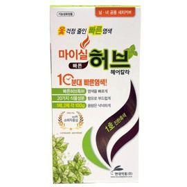 Mysil Herb Hair Color Dye Hyundai Pharm No. 1 Dark Black 100g Hair Dye / 마이실 허브 헤어칼라 염색약 현대약품 1호 진한흑색 100g 염색약 염모제