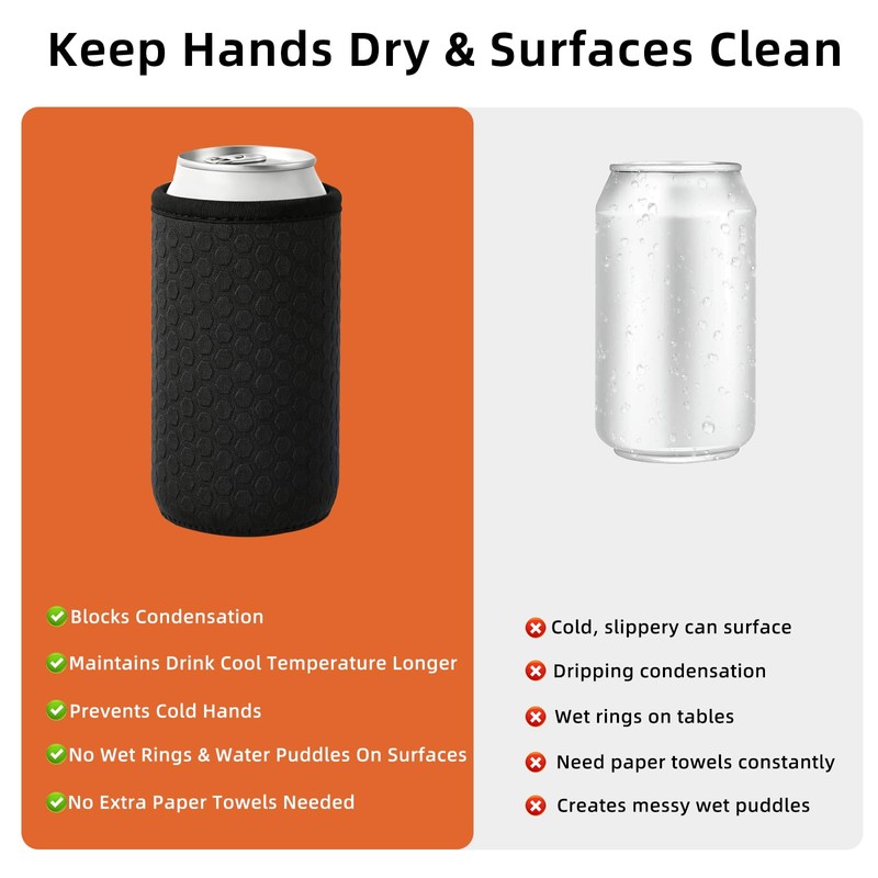12oz Insulated Slim Can Cooler Sleeves Compatible with BruMate, Non-Slip