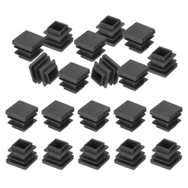 PATIKIL 5/8" x5/8" Plastic Tubing End Caps, 20Pcs Square Hole Plug Insert for Square Iron Pipe Chair Leg Table Bookshelves Furniture, Black