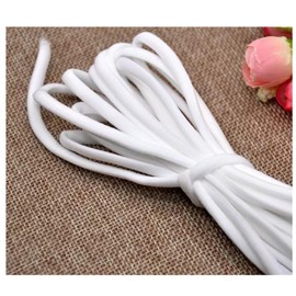 PWHUYJLEY 5 m Round Elastic Band, 3 mm 5 mm Round Rubber, Sewing Elastic Bands for DIY Jewellery, Clothing, Sewing Accessories (White, 5 m x 3 mm)