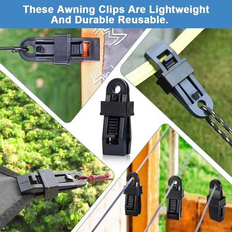 Pack of 8 tarpaulin clips, tent clips, tarpaulin clips, suitable