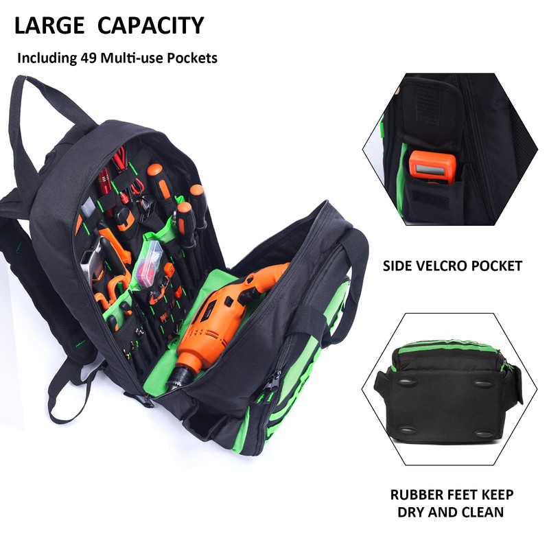 AUMTISC Tool Bag Backpack for Men, Heavy-Duty Tools Storage Organizer
