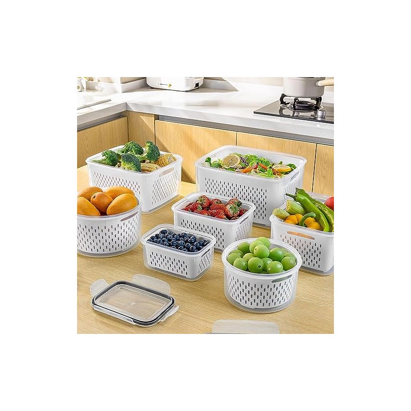 Freshmage Fruit Storage Containers with Removable Colander - 4 Pack