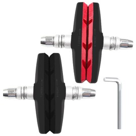 Universelle Fahrrad-Bremsbeläge, 2 Paar, 70 mm, V-Bremsbeläge mit Schraubenschlüssel für Installation und Demontage (schwarz + rot)