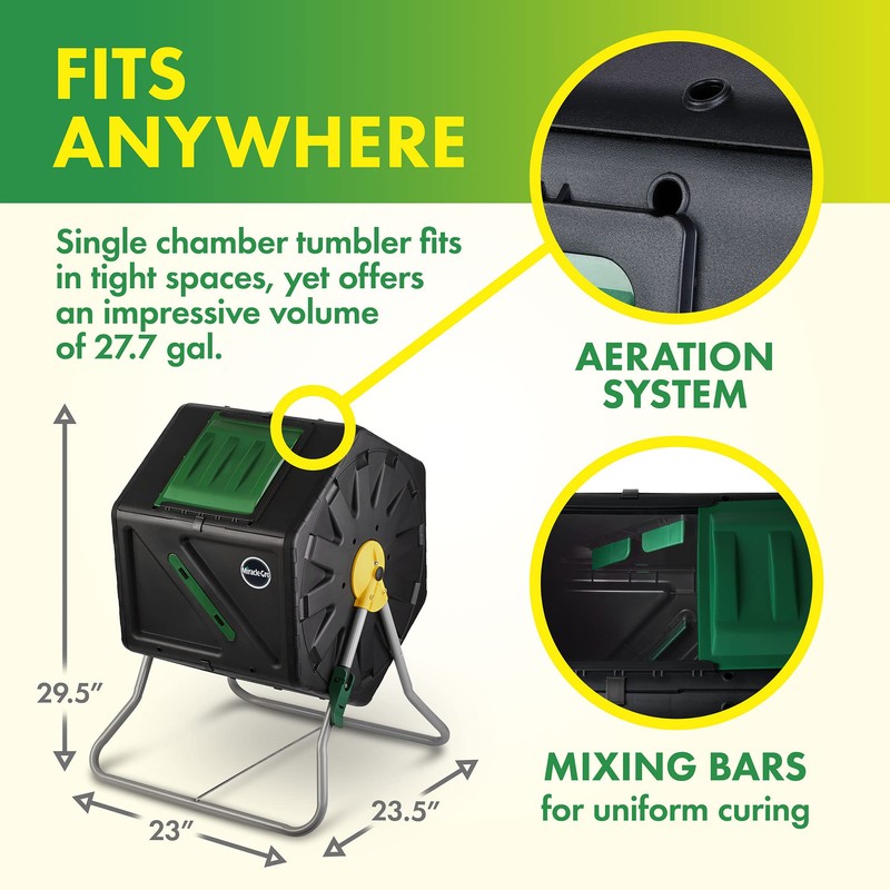 Miracle-Gro Compost Tumbler Single Chamber – Easy-Turn Composter Tumbler Outdoor