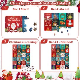 Advent Calendar 2024 for Adult, Christmas Jigsaw Puzzle Advent Calendar for Kids, 1008 Pieces 24 Days Countdown Calendar Adult Puzzles, Family Game Surprise Xmas Gifts for Teens Boys Girls