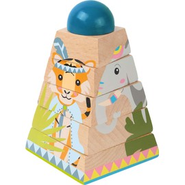 small foot 11090 Cube puzzle tower "Jungle" made of wood, with 4 animal motifs and 5 rotating elements, from 12 months