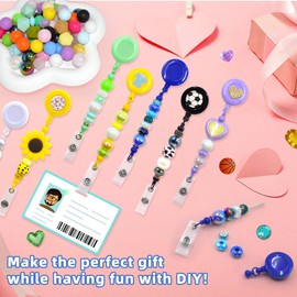 30pcs Colorful Beadable Badge Reels Making Kits - Beaded Blank Bars Bulk - Retractable Badge Reel with Belt Clip for ID Name DIY Gift Beadable Items for Nurses, Teachers, Students, Office, Workers