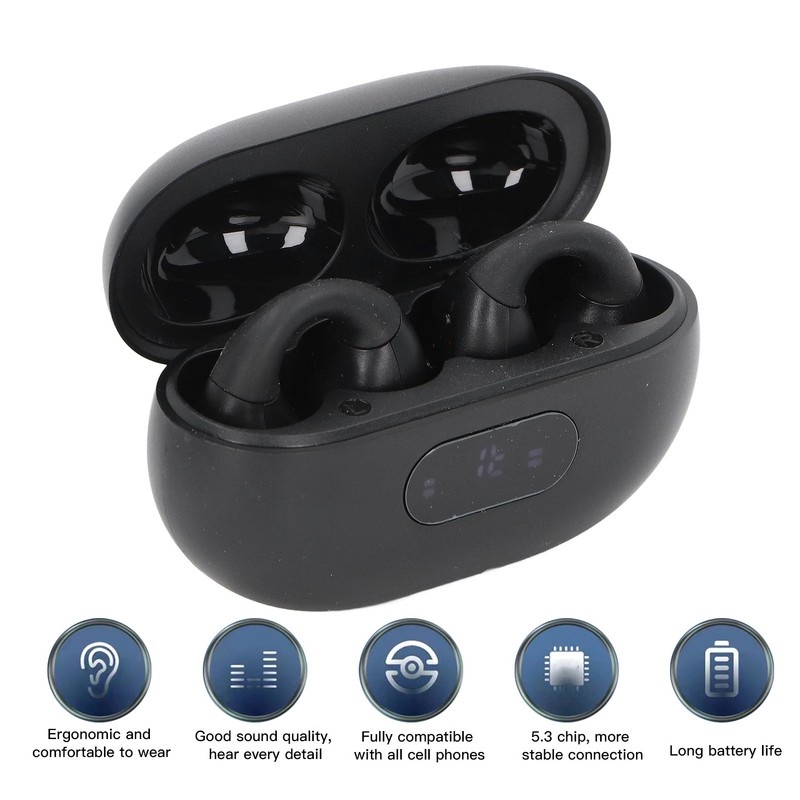 Clip On Bluetooth Earbuds BT 5.3 Noise Reduction Wireless Open