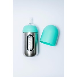 Lion & Lady 18/8 Stainless Steel Toddler Straw Bottle with Window - with Straw, Kids Drink Bottle, Durable, BPA-Free - 350ml - Mint