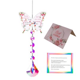 Bomesy Special Friendship Gifts for Women, Butterfly Crystal Suncatcher with Box & Cards for Friends Besties Female, Birthday Christmas Anniversary Graduation Presents, Windows Garden Home Decor