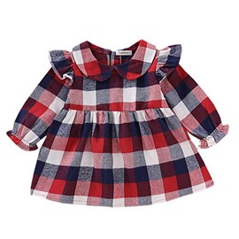 stylesilove Infant Baby Girls Peter Pan Crolla Plaid Cotton Dress Holiday Outfit (80/6-12 Months) Multi