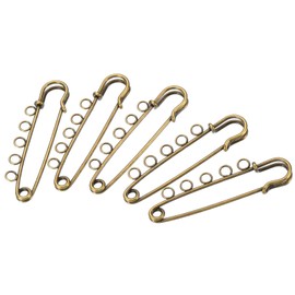sourcing map Safety Pins 2.24 Inch Large Metal Sewing Pins with Holes for Blankets Skirts Crafts Brooch Making Bronze Tone 10Pcs