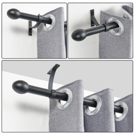 Splicing Curtain Rods for Windows 16-150 inchs,1 Inch Diameter Adjustable Splicing Metal Winbdow Curtain Rod with Aluminum Alloy Finials Brackets