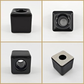 YEMCHI 2 Pack Small Ceramic Toothbrush Holders, Square Glazed Black Toothbrush Holders for Bathroom Vanity Countertops, Mini Portable Safety Razor Stand & Desk Single Pen Holder (Black Square)