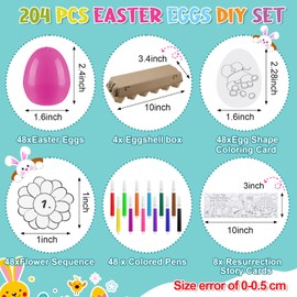 Motionchic 204 Pcs Resurrection Easter Story Color Egg Crafts for Kids 4 Sets Religious Easter DIY Craft Kits Resurrection Color Your Own Easter Eggs Kit Holy Easter Christian Crafts Sunday School