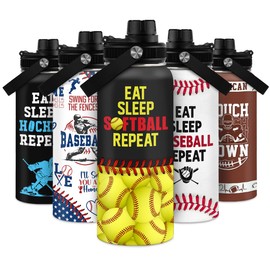 SANDJEST Softball Gift Water Bottle with Lid - 32oz Insulated Stainless Steel Sport Bottles - Softball Gift for Softball Players Fan