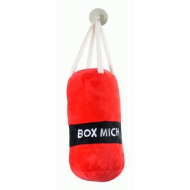 Kögler 75598 Stress Punch Bag, Approx. 36.5 x 12 cm, Red/White, Plush with Suction Cup for Attaching, Impact Sounds on Hits, Ideal for Stress and Aggression Relief