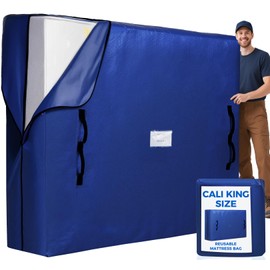 BAGAIL Mattress Bags for Moving, Mattress Covers with Heavy Duty Handles, Reusable Mattress Storage Bag for Moving Supplies(Navy, Cali King)