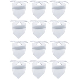 12 Pieces Sublimation Pet Bandanas White Heat Transfer Triangle Dog Scarf Blank Big Washable DIY Polyester Dog Bibs Kerchief Apparel Accessories for Dogs Puppy Cats (White-12Pack)