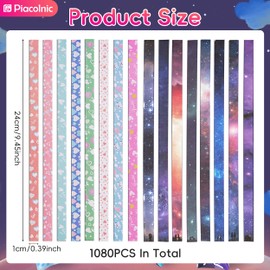 Pack of 1080 Origami Stars Paper, 16 Colours Origami Stars Paper Strips Origami Star Paper Strips Lucky Star Paper Strips Lucky Star Origami Paper for DIY Decoration Gift