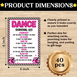 Dancer Survival Kit Gift Tag, Black Pink Dancer Appreciation Tags for Gift Bags, Good Luck Gifts for Dancers - KA03
