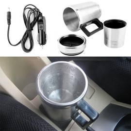 TKSE Car Kettle, 12 V Car Travel Kettle Stainless Steel Car Heater Kettle Coffee Tea Thermos Flask Water Heating Cup (150 ml to 350 ml)