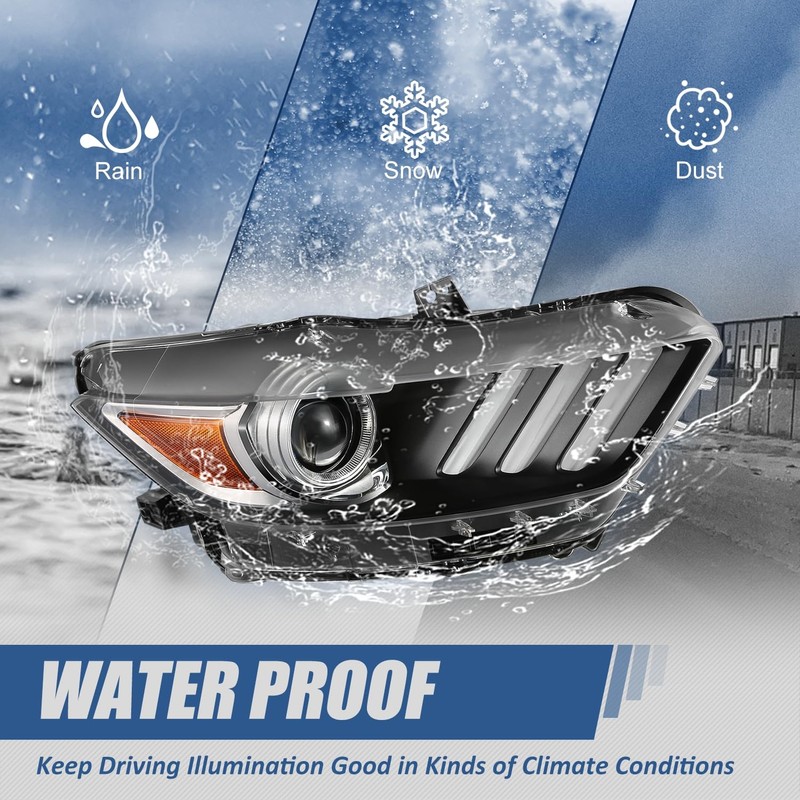 FO2519124 Factory Style Headlight Assembly Headlamp Compatible with Ford Mustang