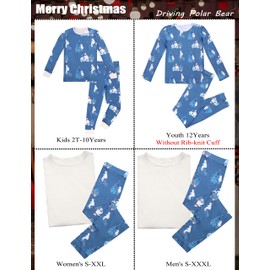 SUNNYBUY Christmas Pajamas Matching Sets, Holiday Family PJS Xmas Jammies for Couples, Driving Polar Bear 10T-140