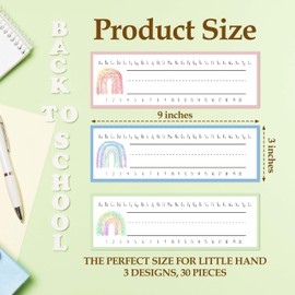 30 Name Tags for Classroom Cubbies, 3x9 in Boho Rainbow Name Plates for Desks, Classroom Must Haves for Teachers Elementary - A01