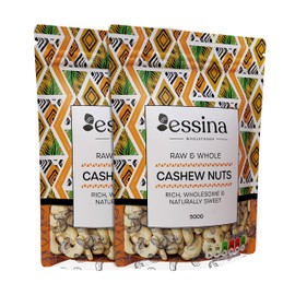 Essina Wholefoods Unsalted Cashew Nuts 1kg (2 x 500g) Natural Whole Raw Cashews with High Fibre and Protein, Cashews Nut for Baking, Snacking, and Vegan Cheese-making