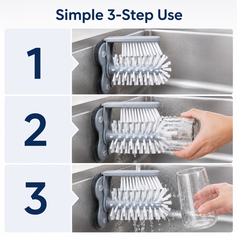 Sink Bottle and Glass Cleaning Brush for Drinkware - Suction