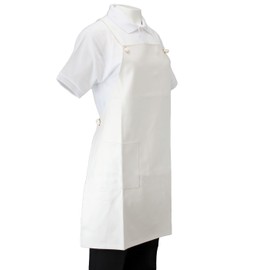(Tumiji Vinyl Industry) Color Vinyl Apron, Waterproof, Leather, Commercial Use, Bib Apron, Unisex, With Pockets, One Size Fits Most, White