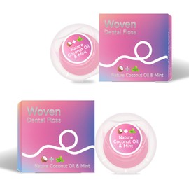 Dr. Emma - Woven Dental Floss Coconut Oil Infused Expanding Dental Floss, Oral Care Stretchable Floss, Mint 33yd Pink, Pack of 2