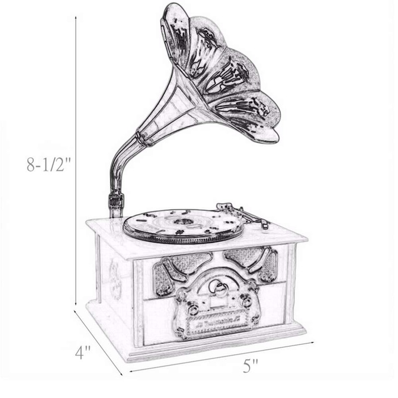 Corkwaw Gramophone music box, classical trumpet gramophone cosmetic box and