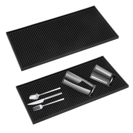 APOMOONS Pack of 2 30 x 15 cm Bar Mat, Black Dish Drying Mat, Sink Drying Mat, Dish Bar Mat, Quick Drying of Glasses, Tableware, Drying Pad for Bar, Club, Kitchen, Restaurants, Counters, Cafe
