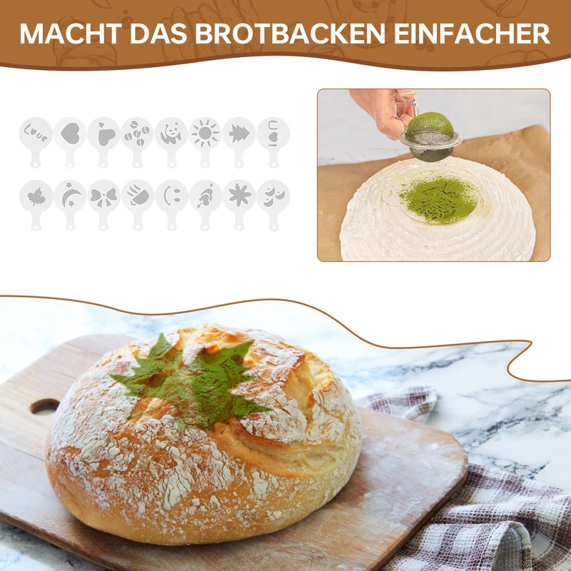 Toyvile 10-Teilig Sauerteig Starter Set, 23 cm Gärkorb Rund, Gärkörbchen