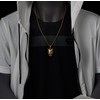 COOLSTEELANDBEYOND Mens Gold Oni Mask Necklace, Japanese Demon Face Pendant