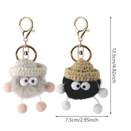 SSKHE Cute Keychain Cute Soft Plush Pendant, Plush Keychain for Car, Motorcycle, Trailer and Lucky Charm, Mini Plush Keychain for Backpack Decorations, black